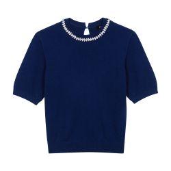 Knit crop jumper with rhinestones by MAJE