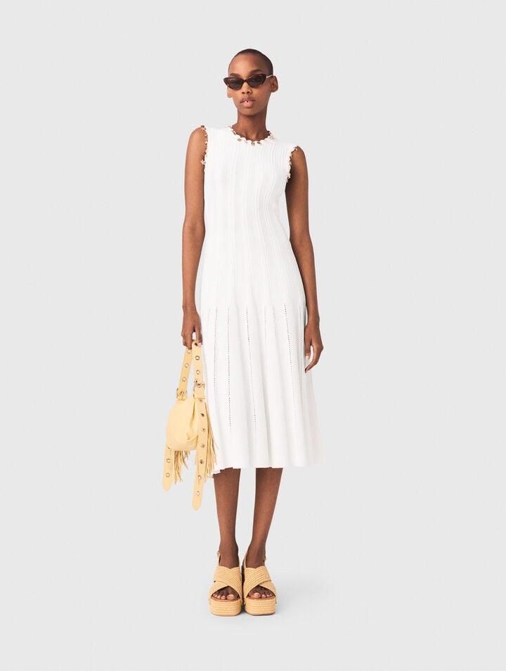 Knit dress with gold jewellery by MAJE