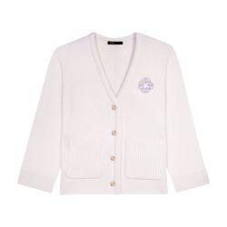 Knitted cardie with rhinestone clover by MAJE