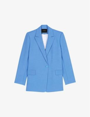Lapel-collar double-breasted stretch-woven blazer by MAJE