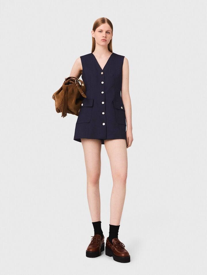 Layered-effect wool-blend jumpsuit by MAJE