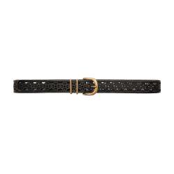 Leather belt with flower detail by MAJE