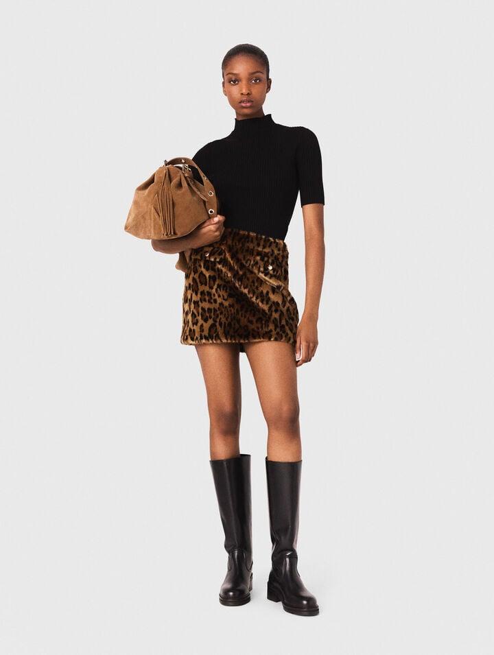 Leopard faux fur mini skirt by MAJE Leopard faux fur mini skirt by MAJE