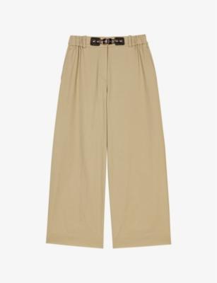 Logo-Embellished Straight-Leg Mid-Rise Cotton Trousers by MAJE