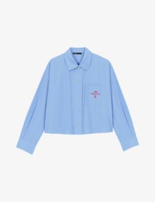 Logo-Embroidered Pleated-Back Woven Shirt by MAJE