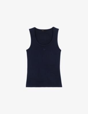 Logo-Embroidered Ribbed Stretch-Cotton Tank Top by MAJE