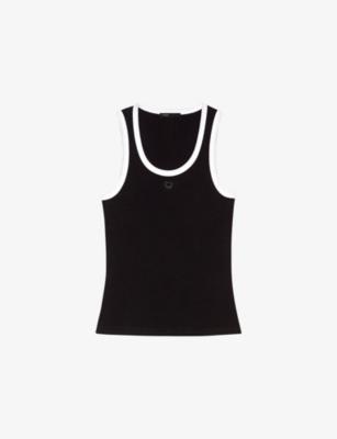 Logo-Embroidered Ribbed Stretch-Cotton Tank Top by MAJE