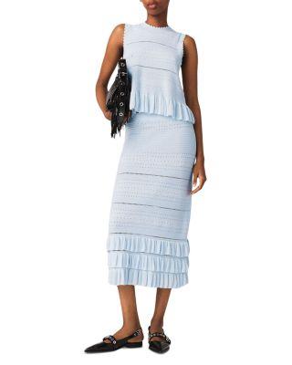 Long Ruffled Knit Skirt by MAJE