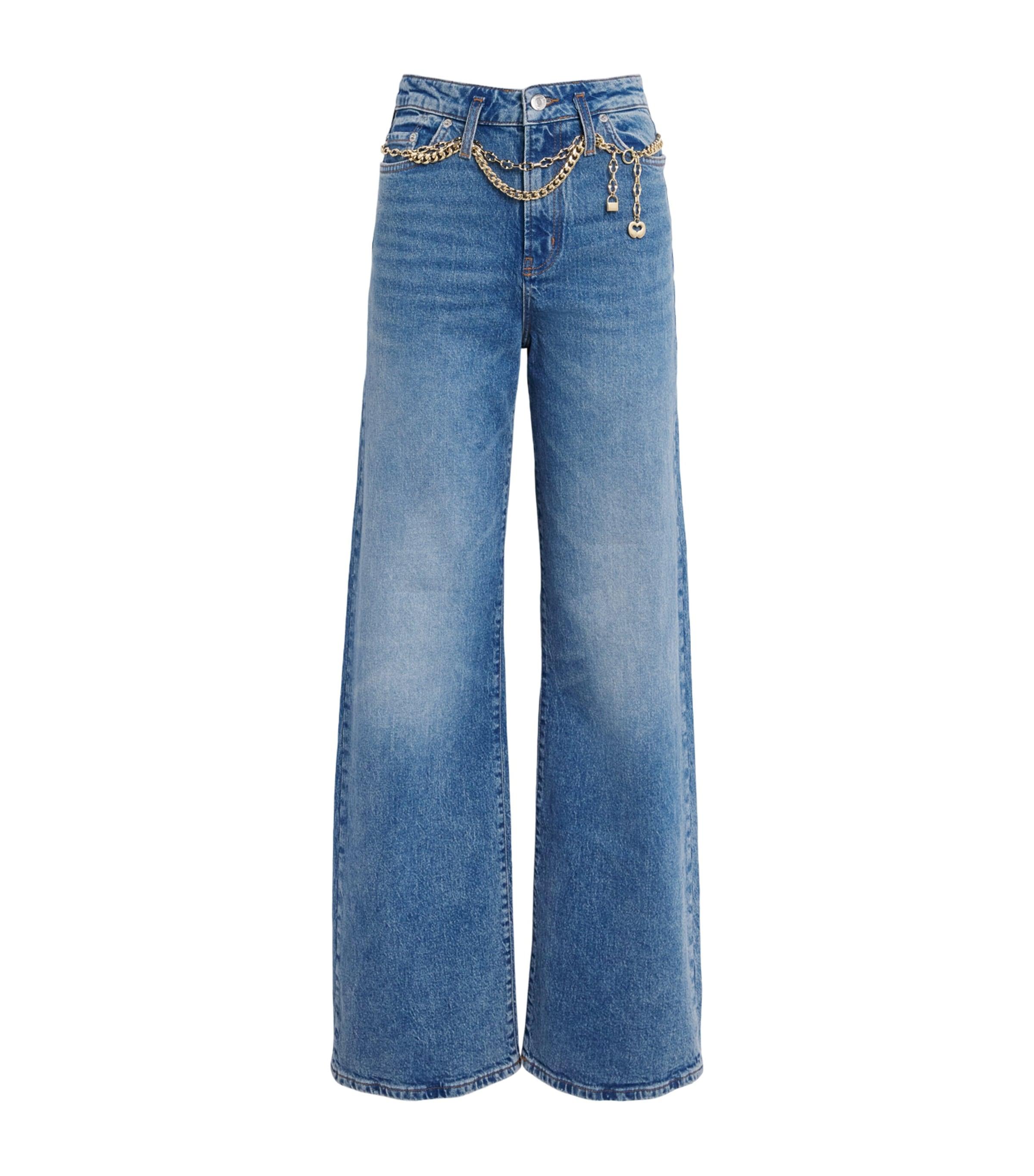 Maje Chain-Detail High-Rise Wide-Leg Jeans by MAJE