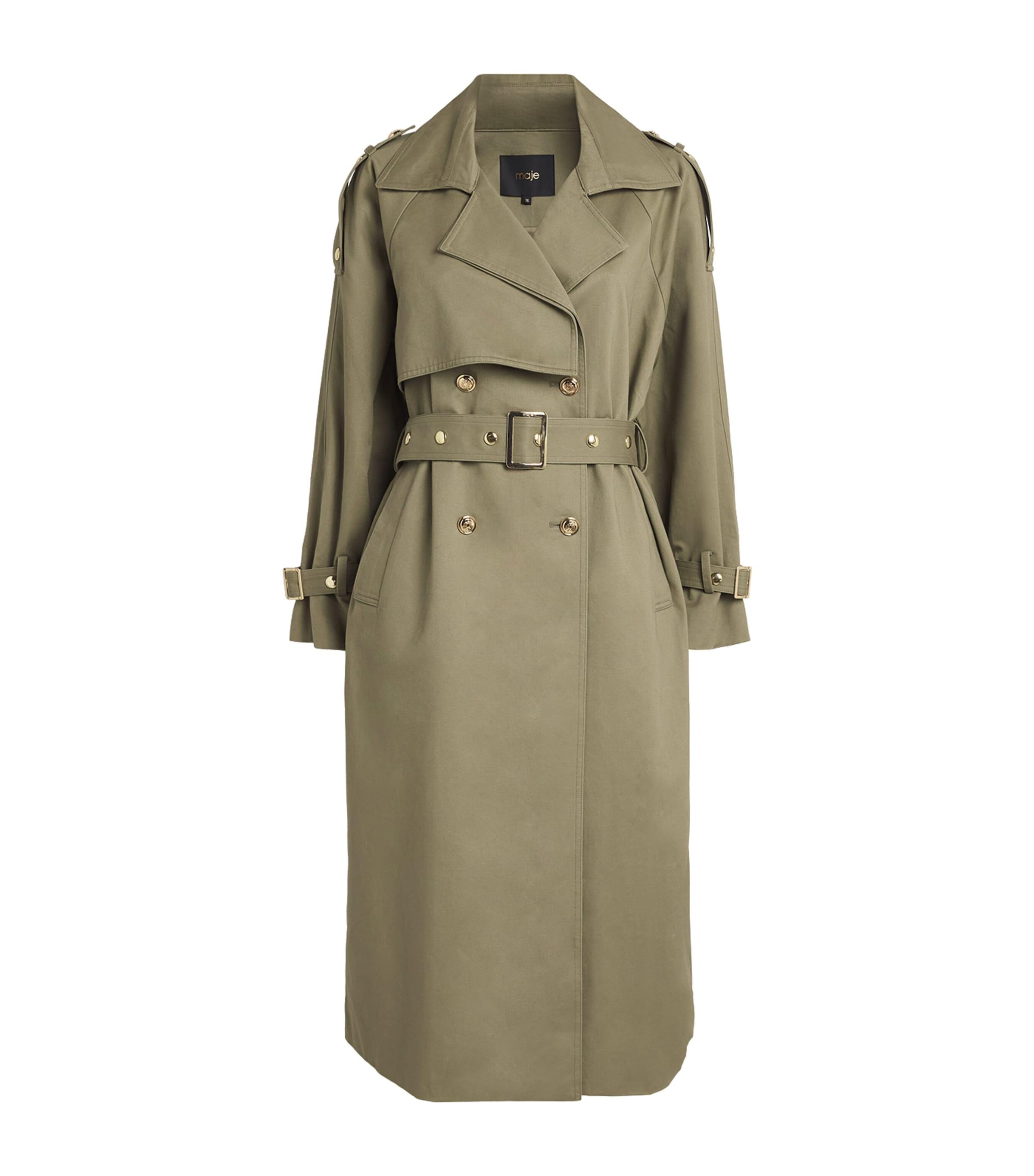 Maje Cotton Belted Trench Coat by MAJE