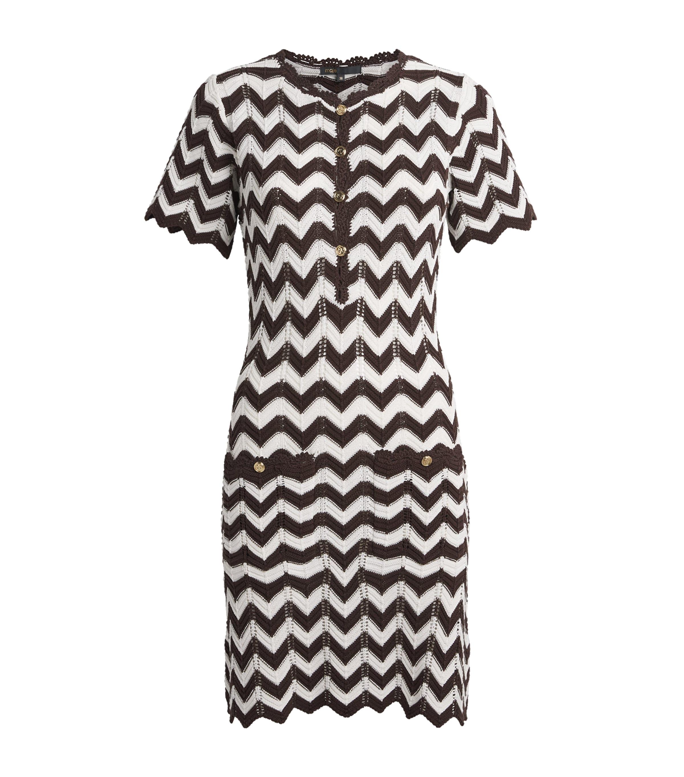 Maje Cotton Knitted Zigzag Mini Dress by MAJE