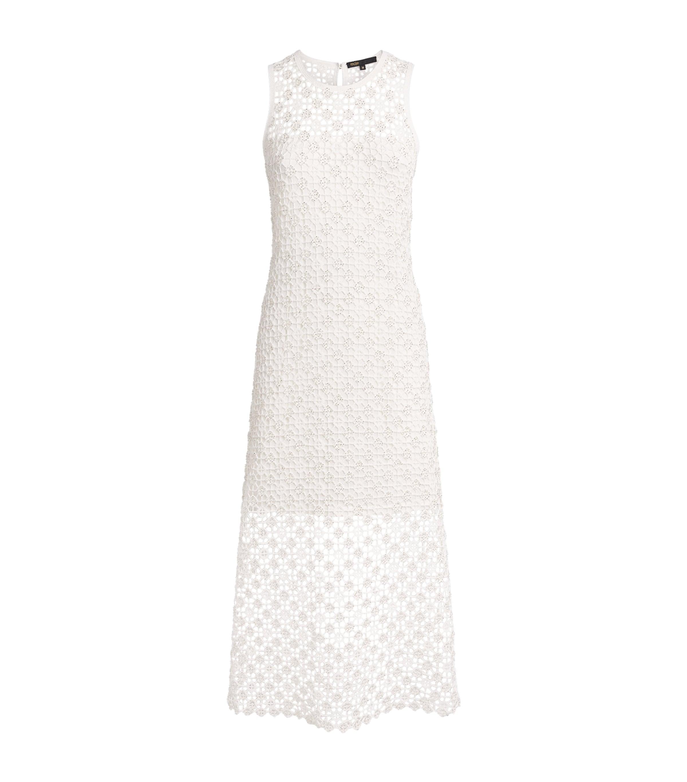 Maje Embellished Crochet Midi Dress by MAJE