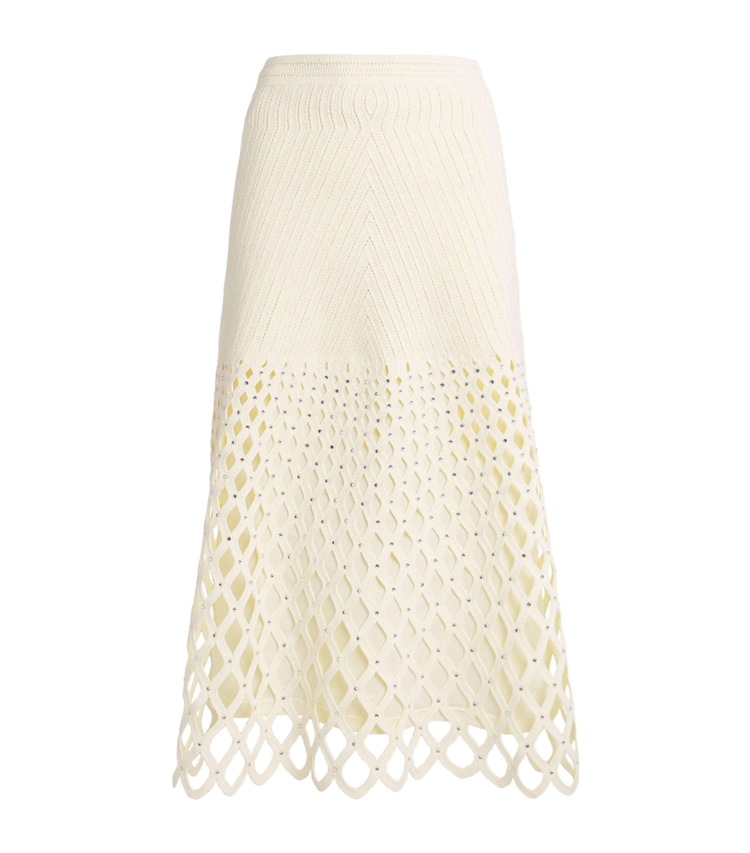 Maje Embellished Crochet Midi Skirt by MAJE