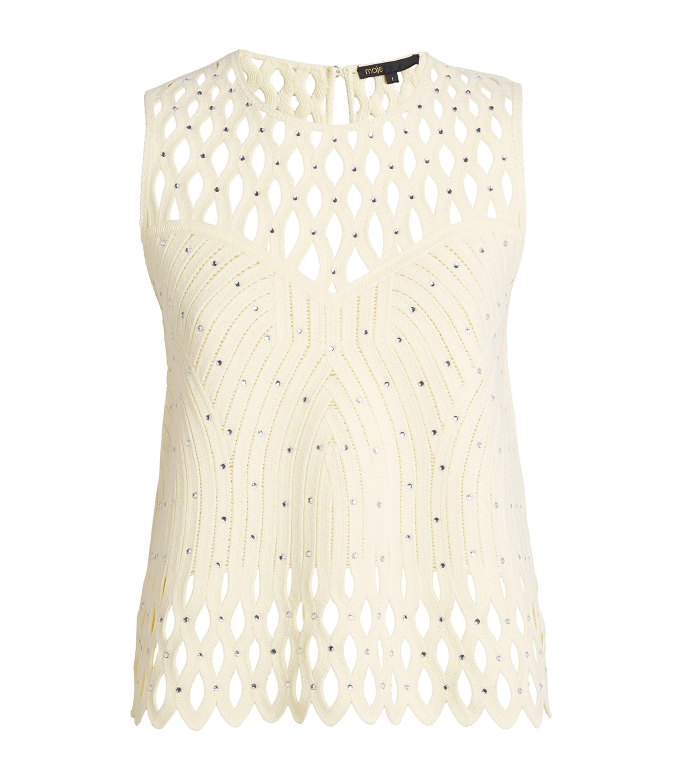 Maje Embellished Crochet Top by MAJE