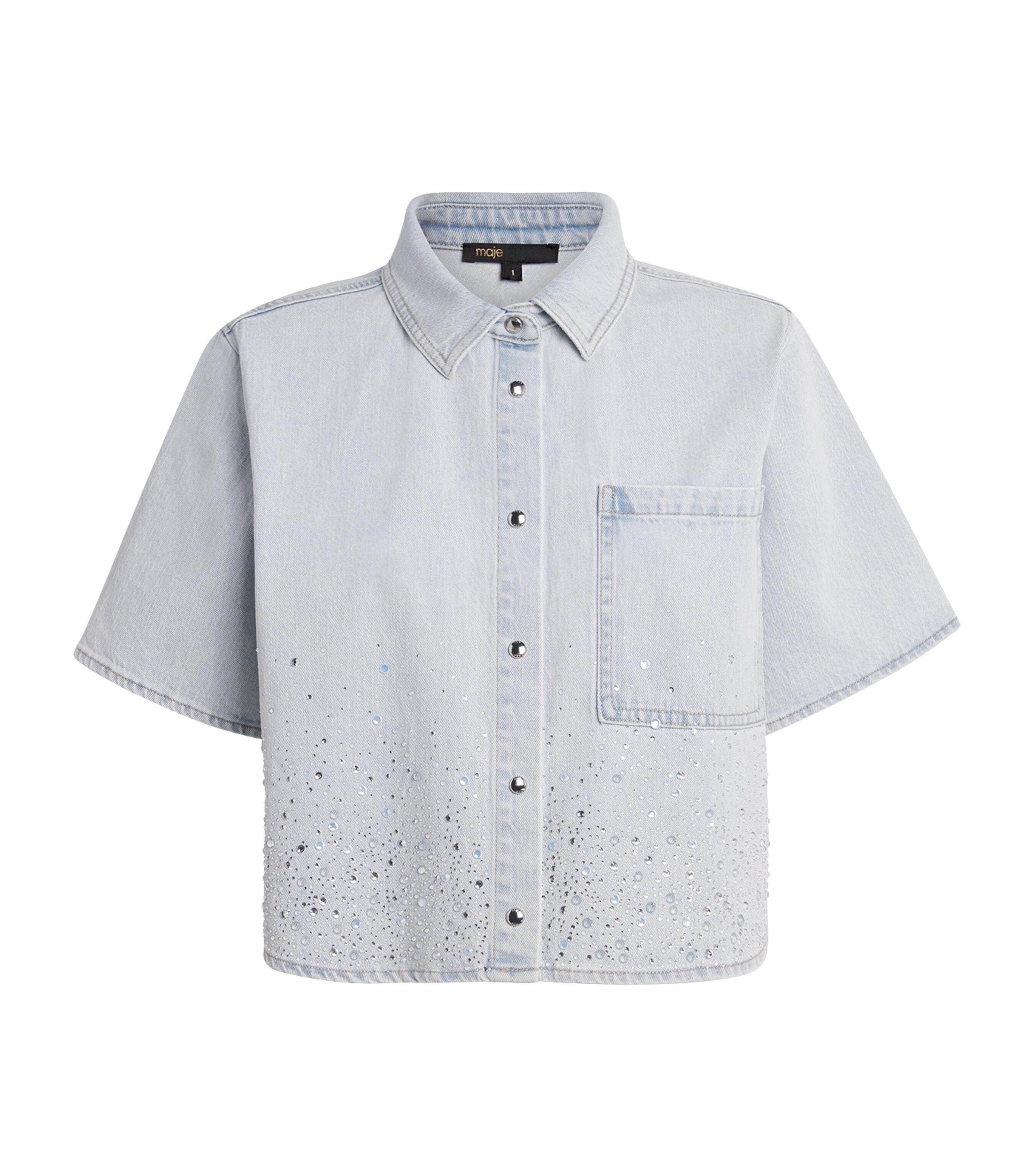 Maje Embellished Denim Shirt by MAJE