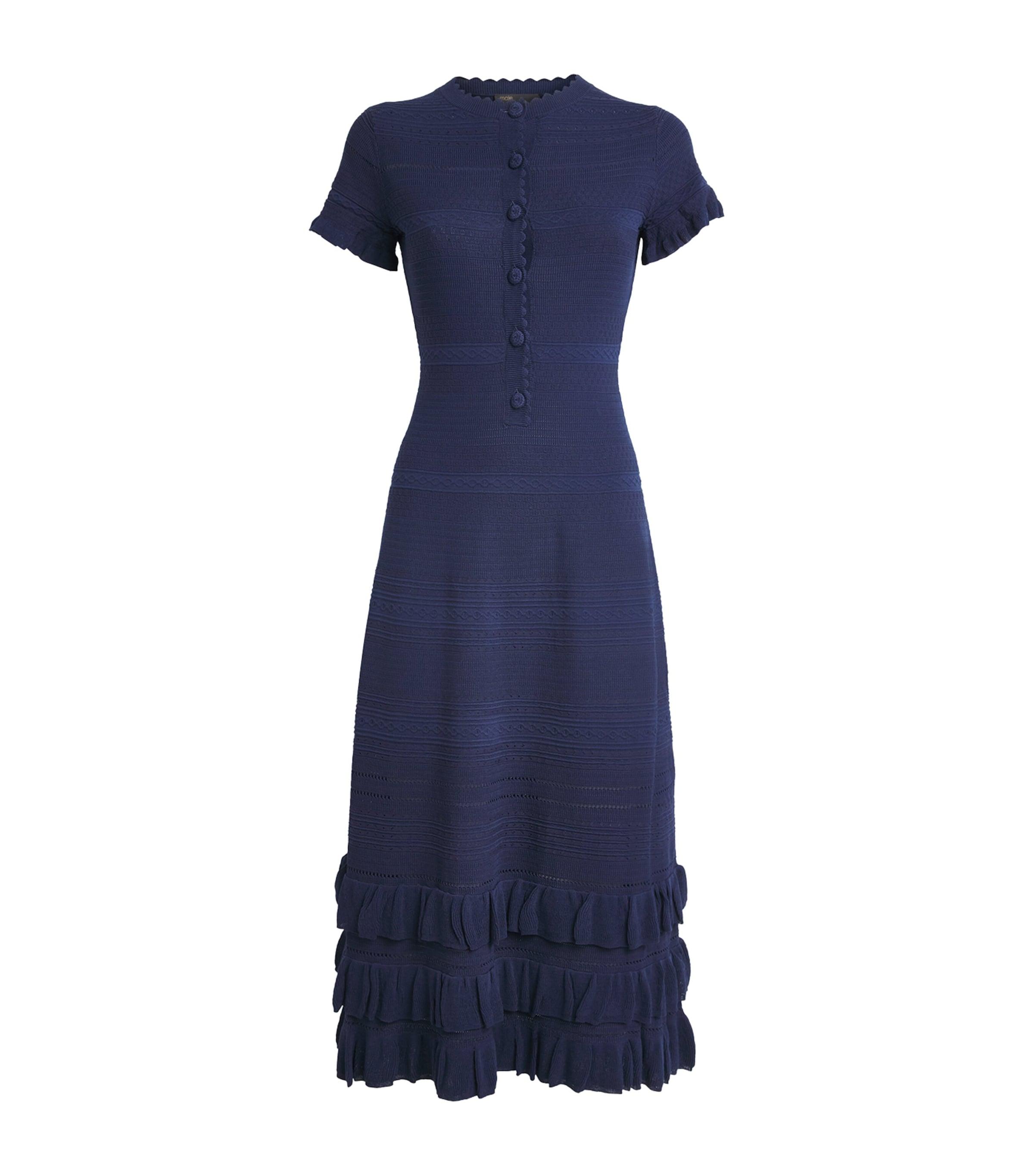 Maje Knitted Ruffle-Detail Midi Dress by MAJE