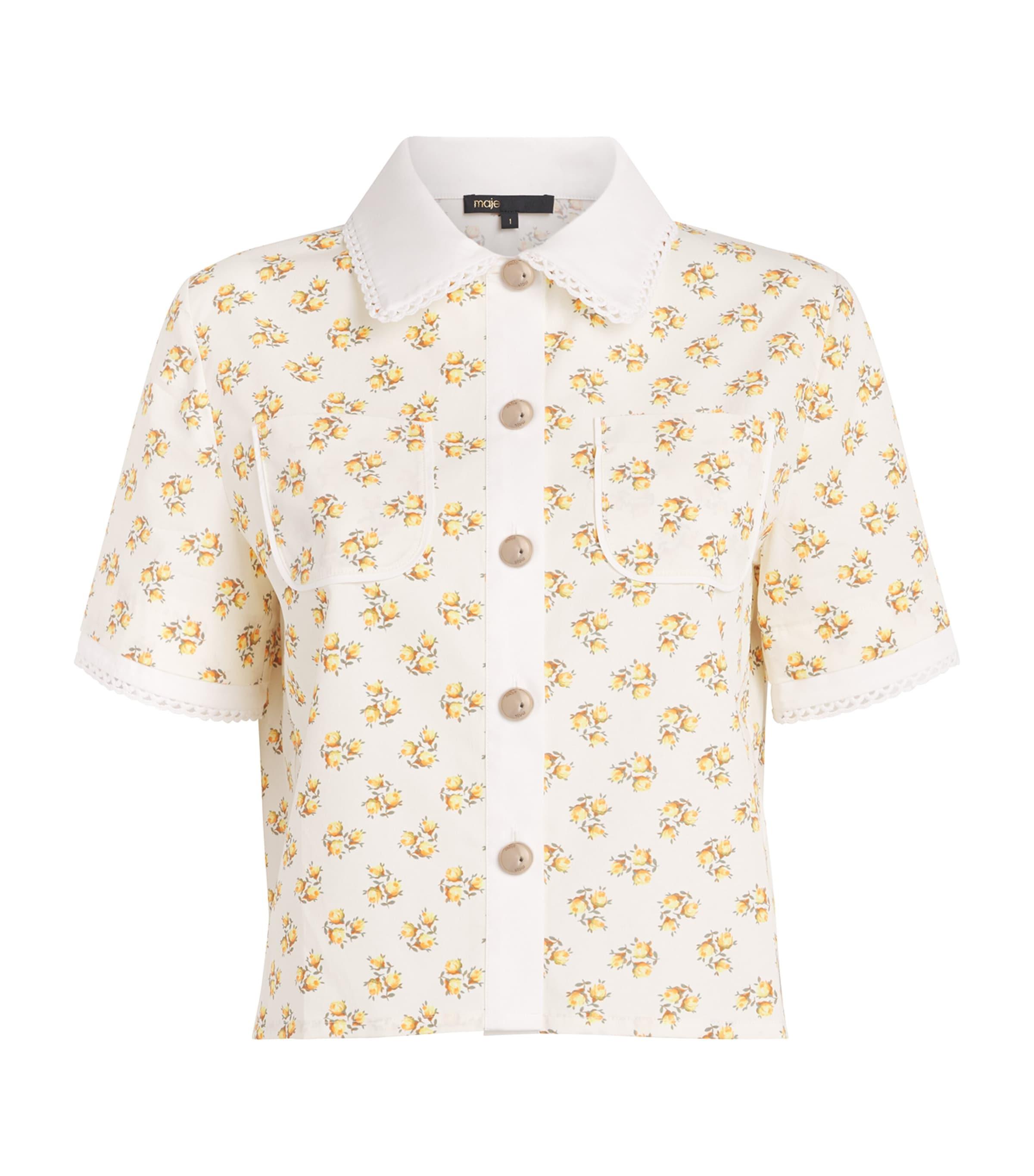 Maje Lace-Trim Floral Shirt by MAJE
