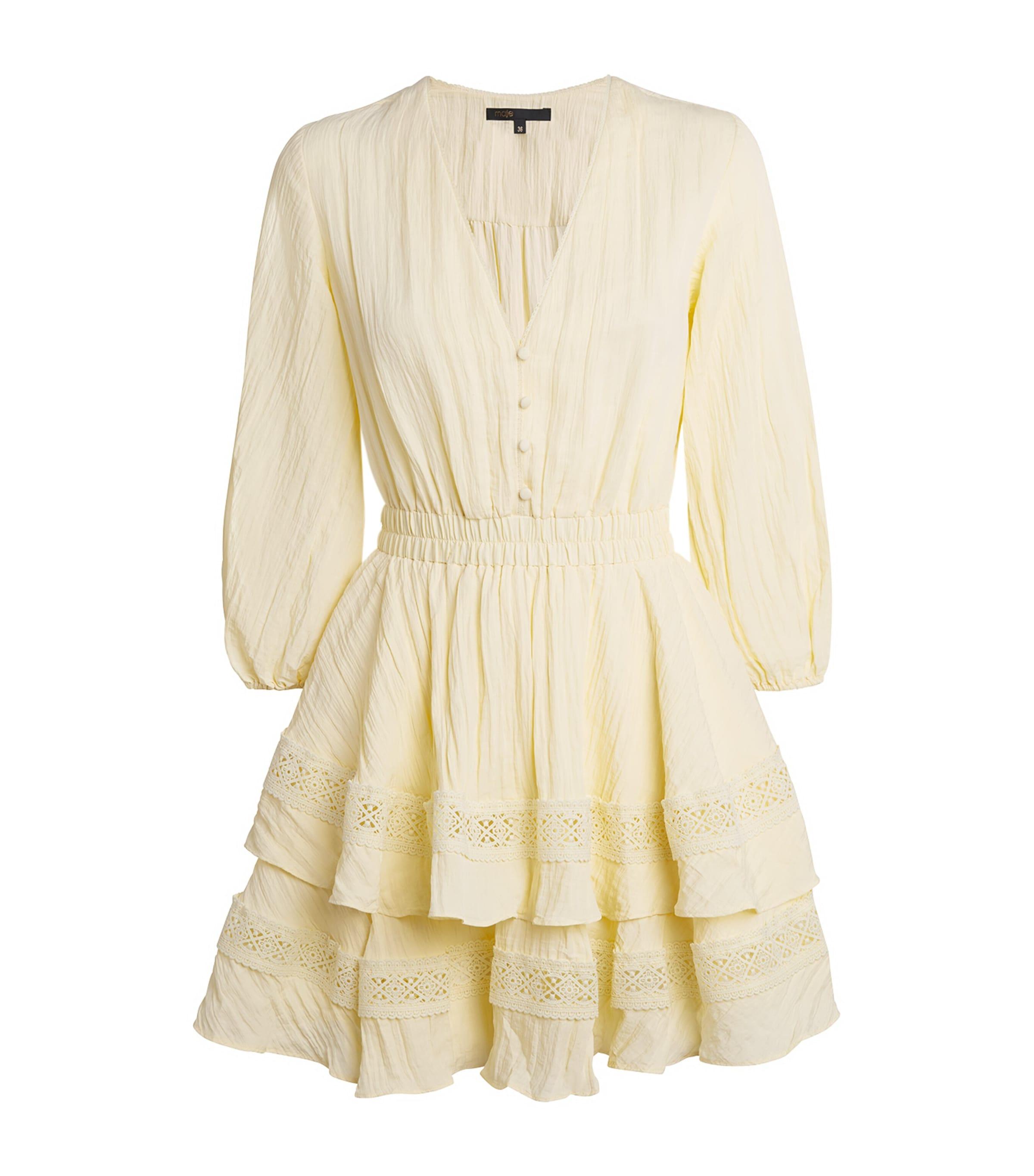 Maje Lace-Trim Ruffled Mini Dress by MAJE