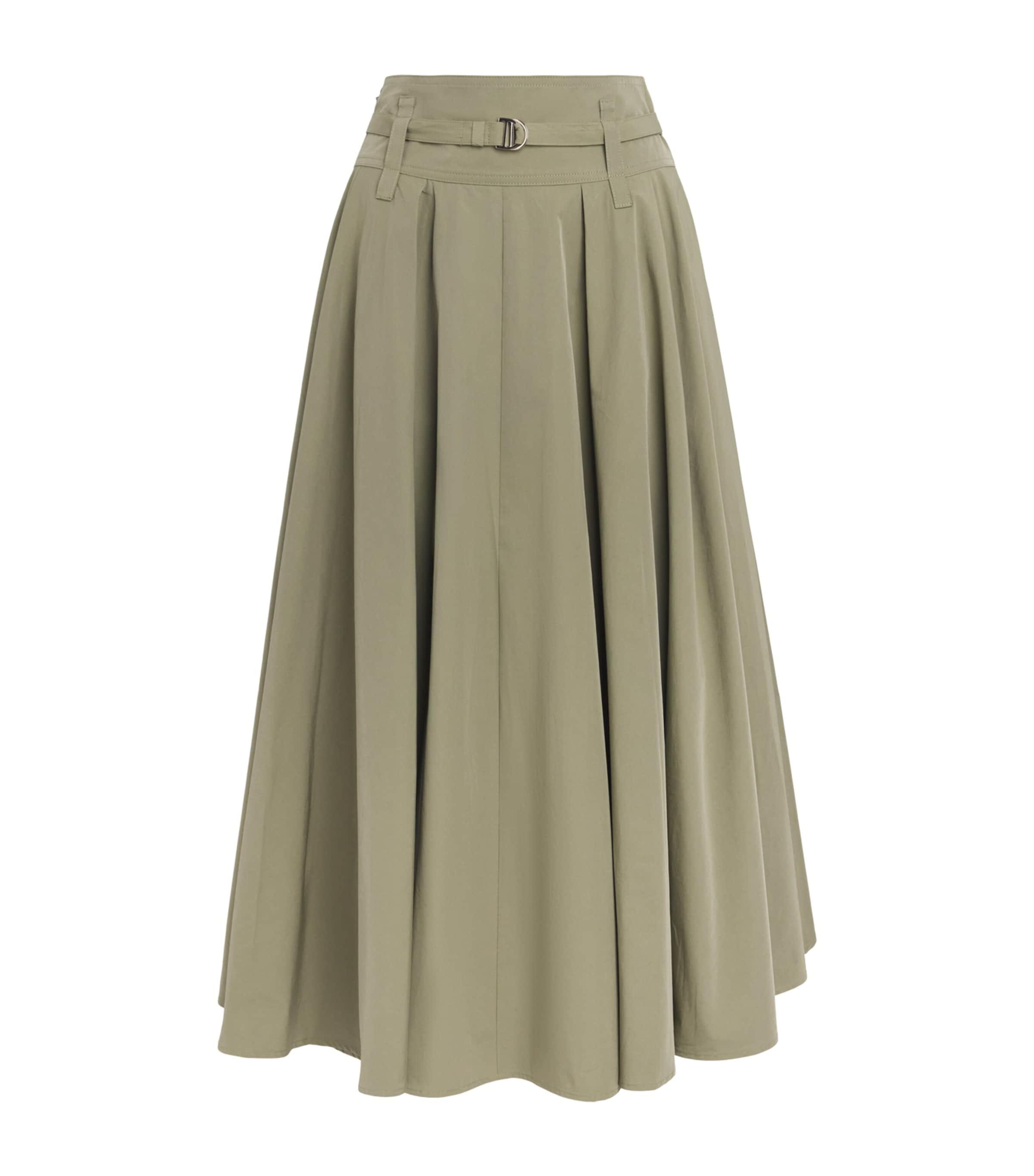 Maje Pleated Belted Midi Skirt by MAJE