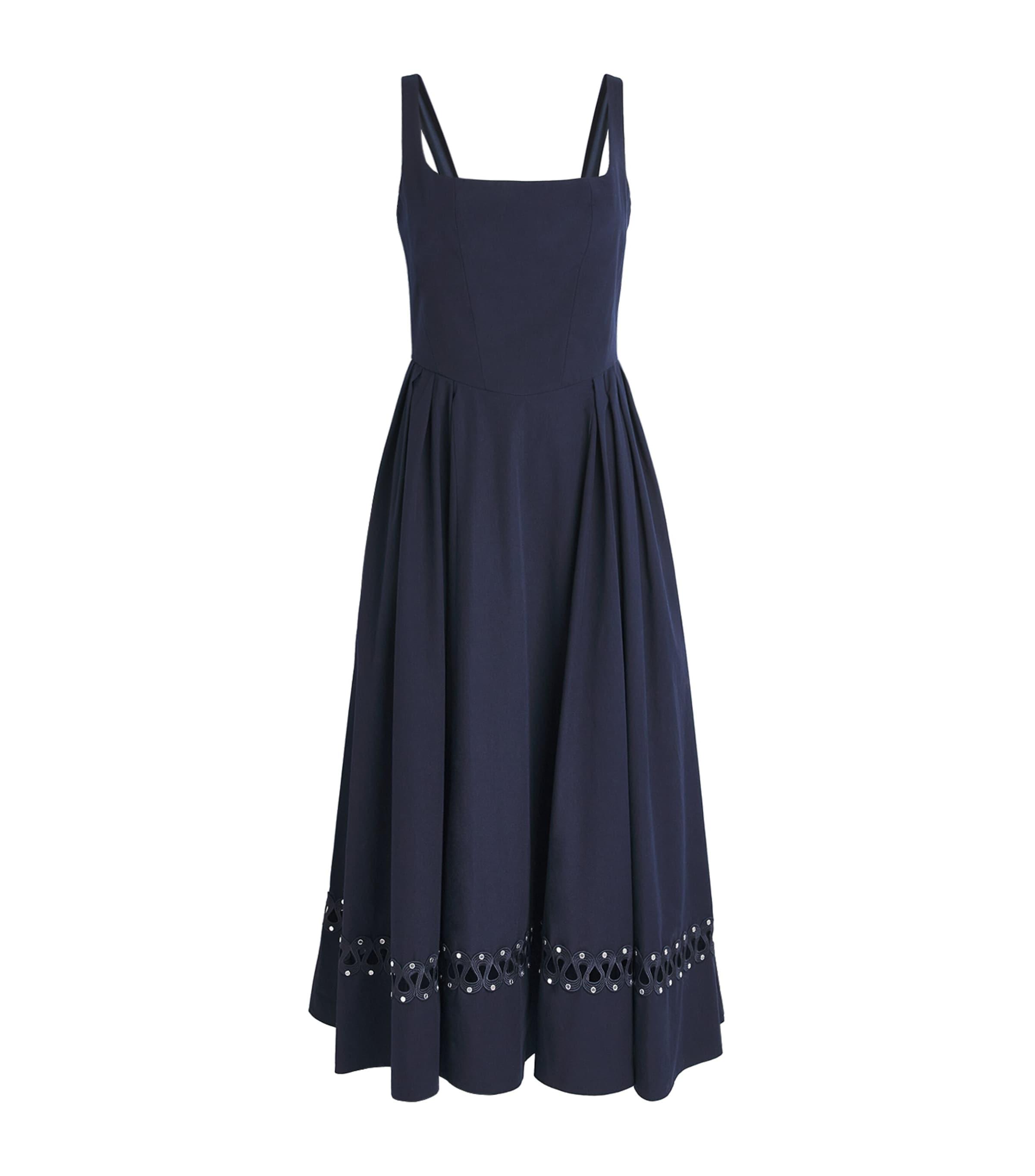 Maje Poplin Embroidered Midi Dress by MAJE