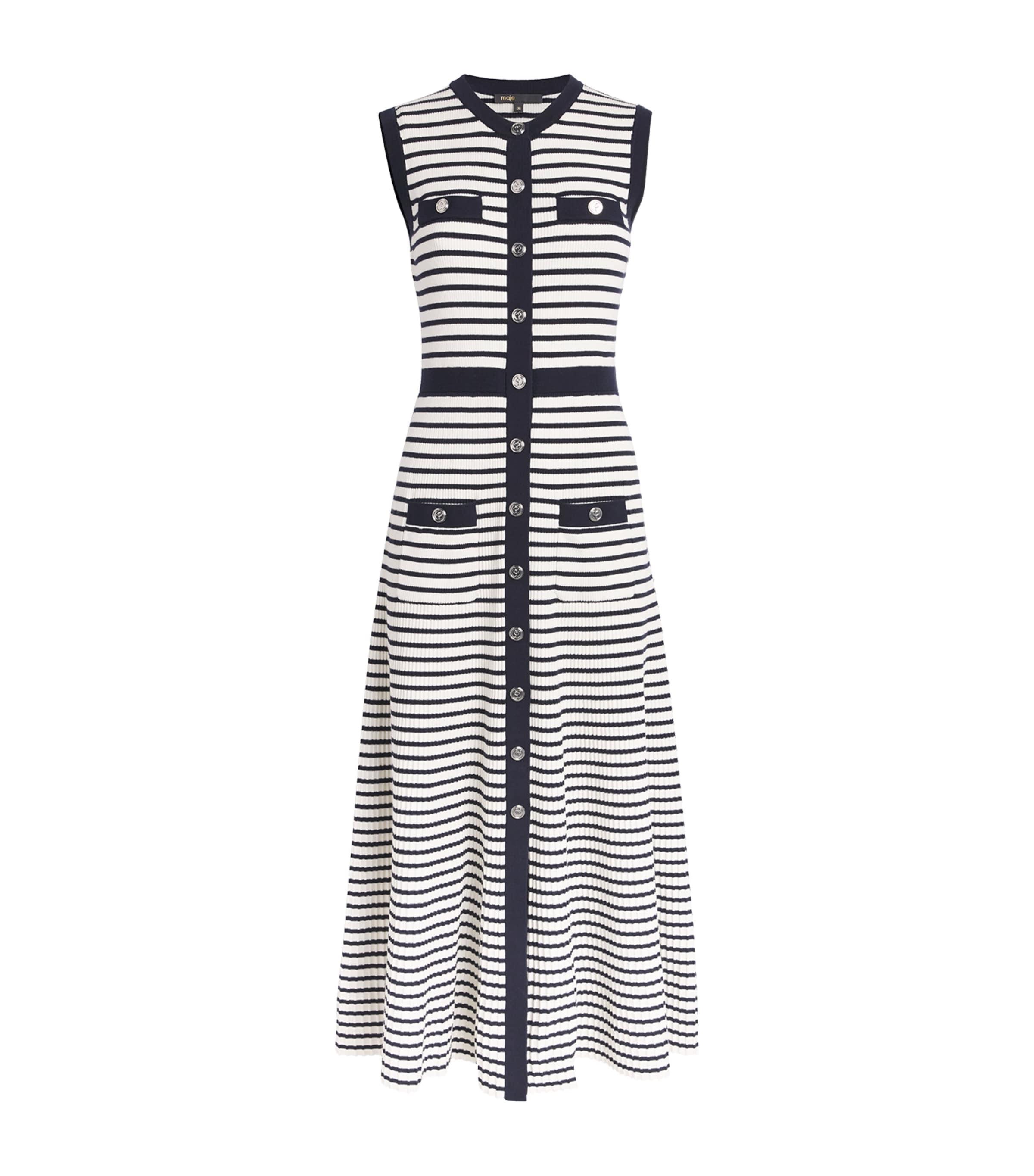 Maje Rib-Knit Breton Stripe Midi Dress by MAJE