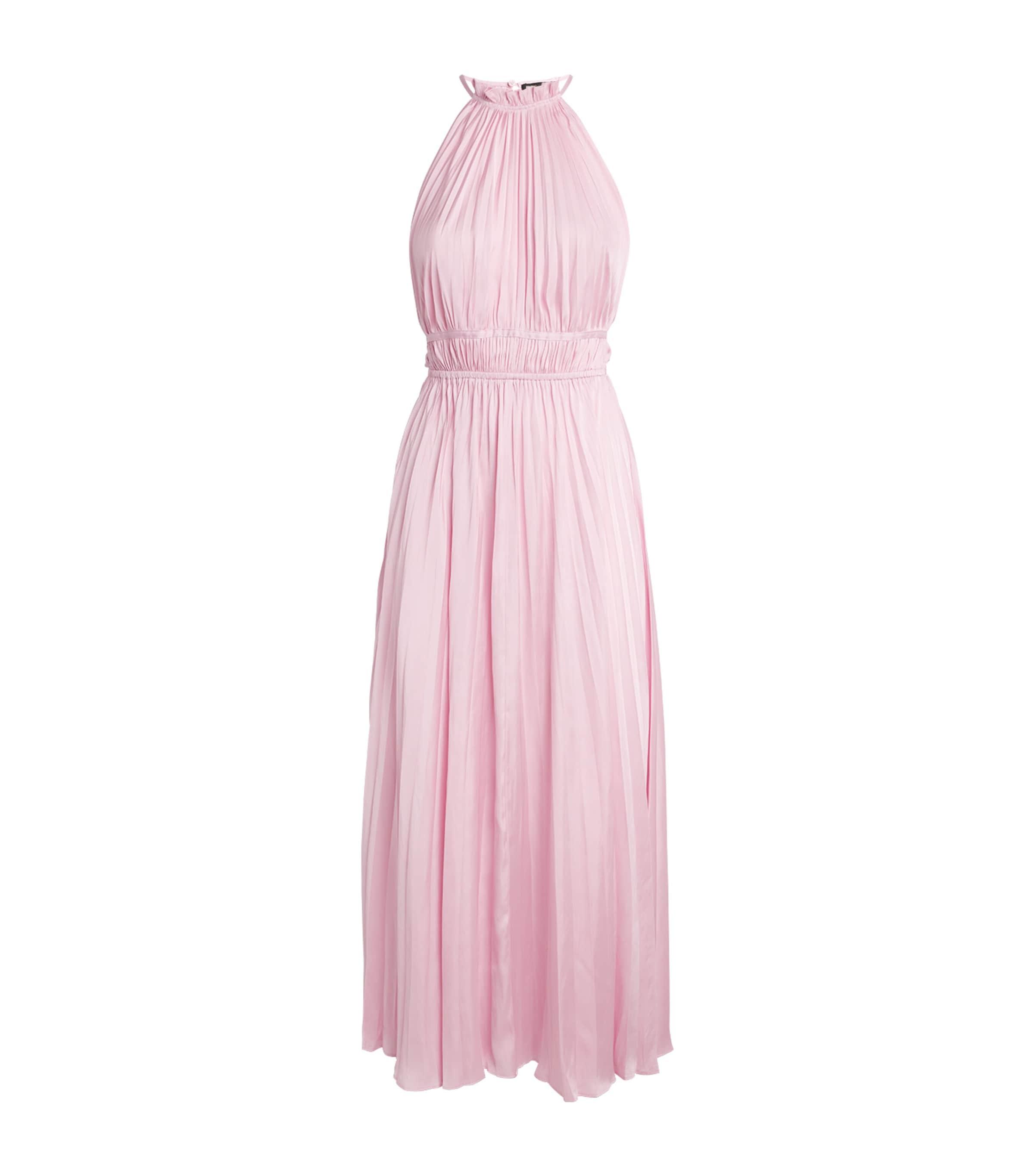 Maje Satin Pleated Maxi Dress by MAJE