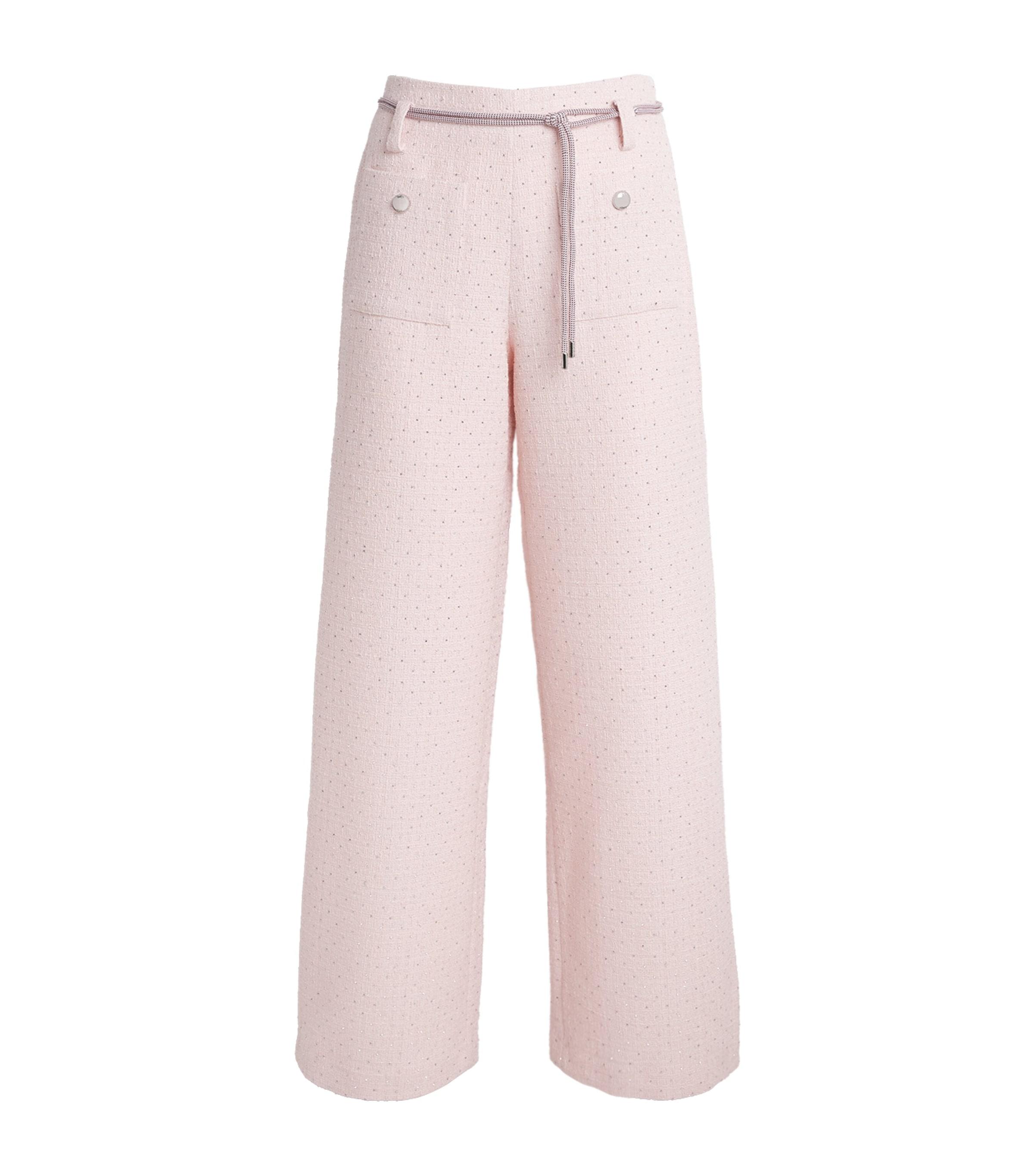 Maje Tweed Wide-Leg Trousers by MAJE
