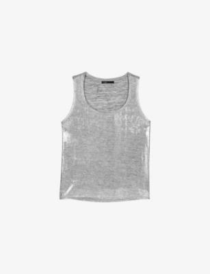 Metallic Scoop-Neck Stretch-Knit Vest Top by MAJE