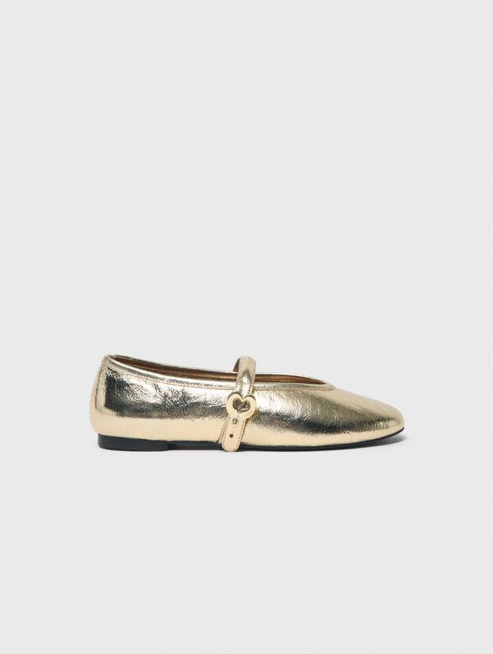 Metallic leather ballet flats by MAJE