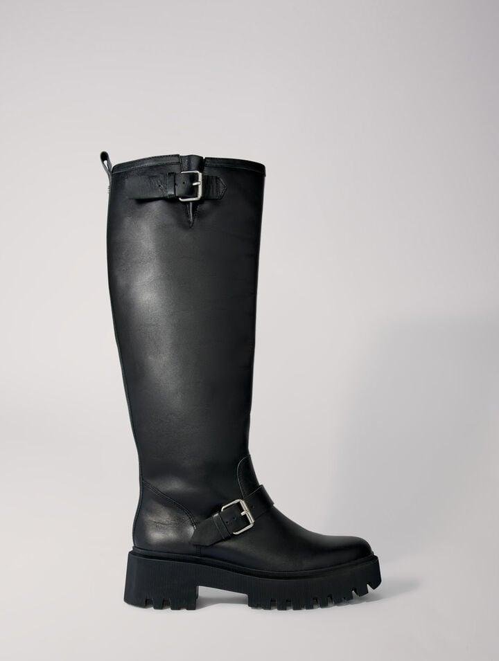 Mfach_ - Biker boots in smooth leather by MAJE