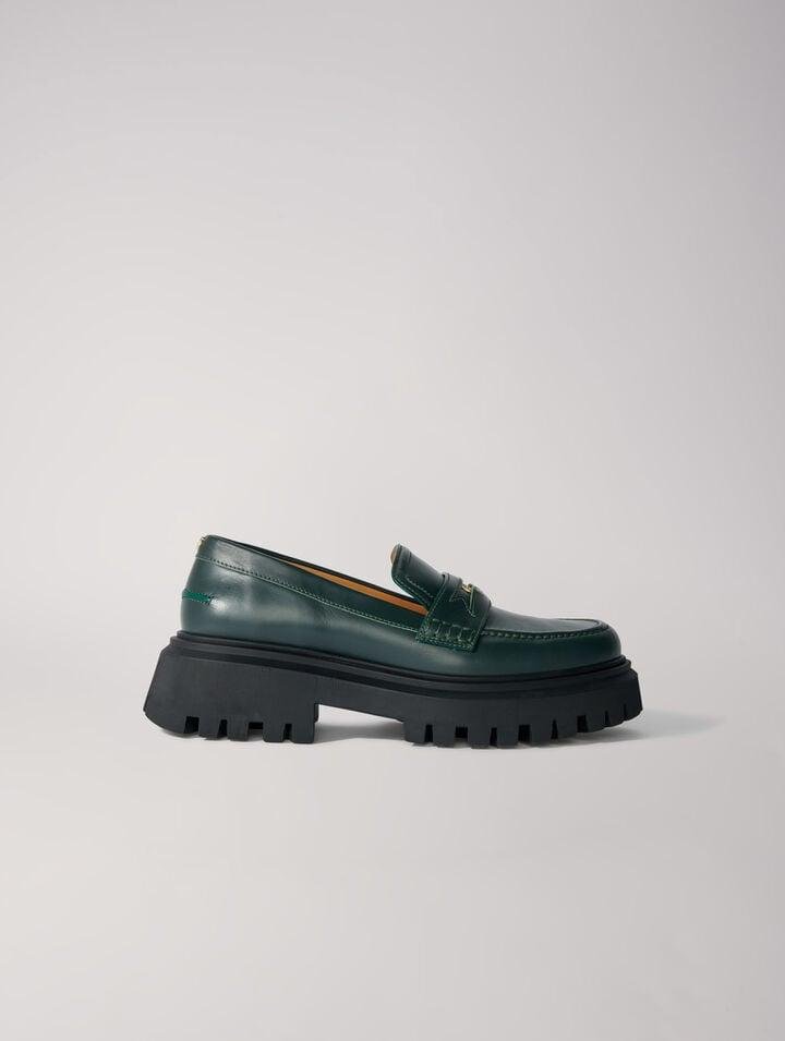 Mfach_ - Leather platform loafers by MAJE