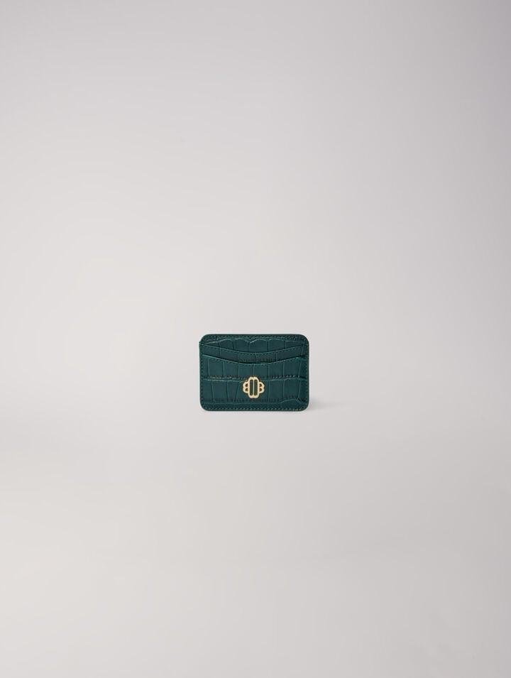 Mfapm_ - Mock croc embossed leather card case by MAJE