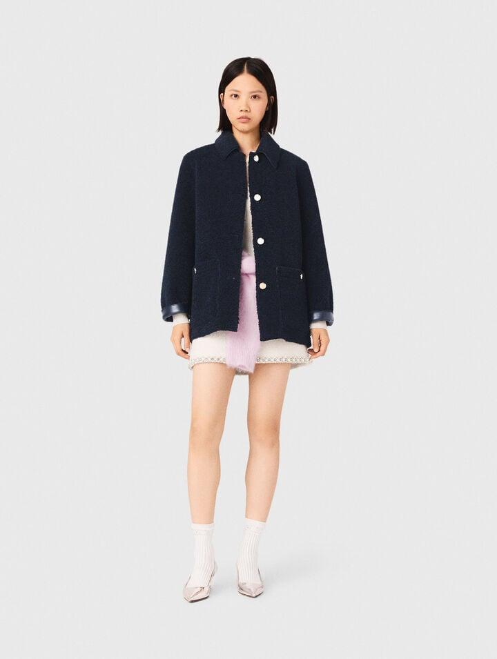 Mfpou_ - Leather & faux shearling jacket by MAJE