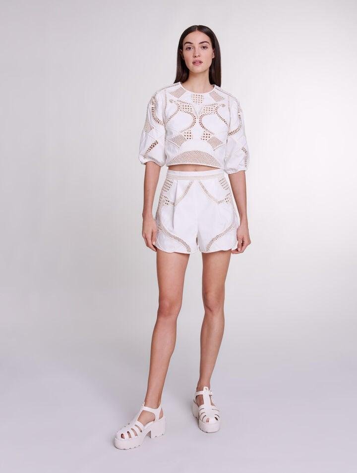 Mfpto_ - Openwork cotton crop top by MAJE