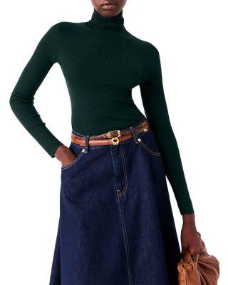 Milko Wool Blend Ribbed Turtleneck Sweater by MAJE