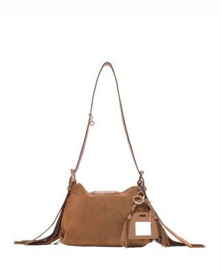 Miss M Fringed Suede Mini Mirror Bag Charm by MAJE