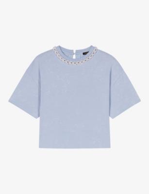 Necklace-Embellished Short-Sleeved Cotton-Jersey T-Shirt by MAJE