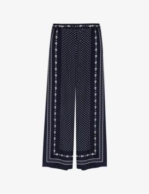 Paisley-Print Wide-Leg Woven Trousers by MAJE