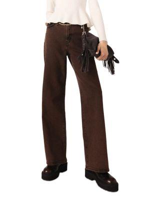 Pantin High Rise Bootcut Jeans in Brown by MAJE