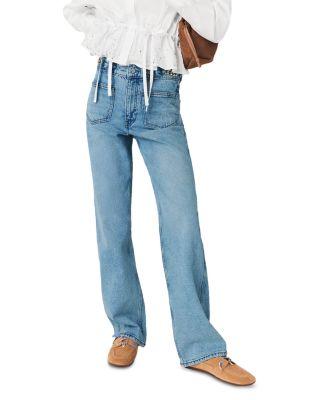 Pantro Chain Waist Straight Jeans in Blue by MAJE