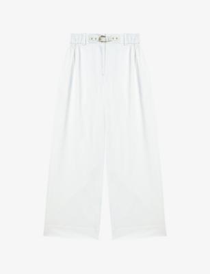 Paperbag-Waist Wide-Leg Cotton Trousers by MAJE