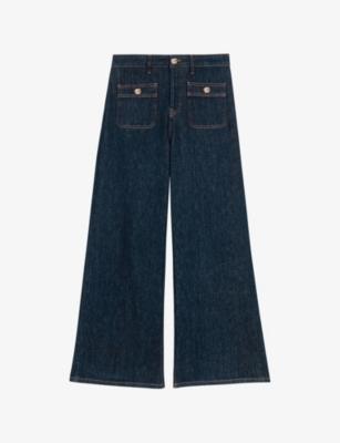 Patch-Pocket Straight-Leg Stretch-Denim Jeans by MAJE