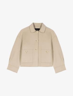 Pleated-Back Short Wool Jacket by MAJE