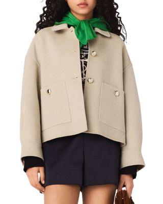 Pleated Back Wool Blend Jacket by MAJE