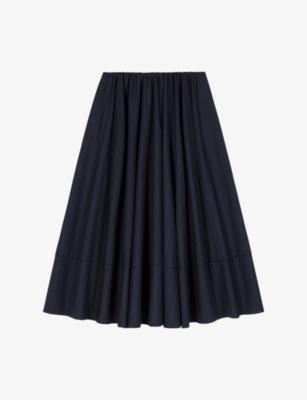 Pleated Elasticated-Waist Wool-Blend Midi Skirt by MAJE
