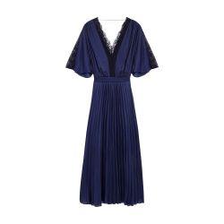 Pleated maxi dress with lace by MAJE