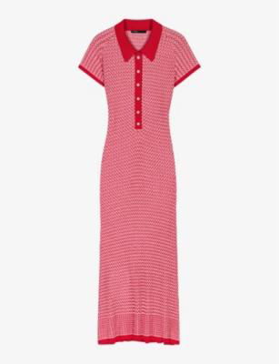 Polo-collar slim-fit knitted midi dress by MAJE