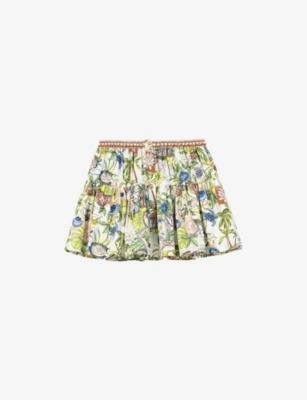 Postcard-Print Ruffled Cotton Mini Skirt by MAJE