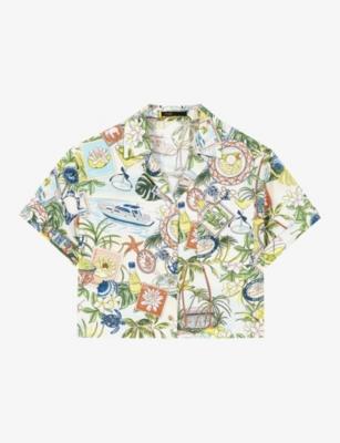 Postcard-Print Short-Sleeved Cotton Shirt by MAJE