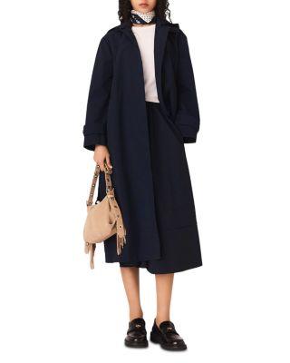 Removable Rhinestone Hood Trench Coat by MAJE